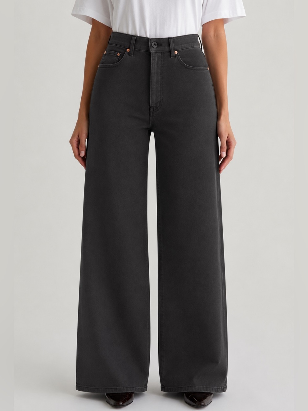 AG Deven High Rise Wide Leg Jeans in Charcoal Grey Size 29 NWT
